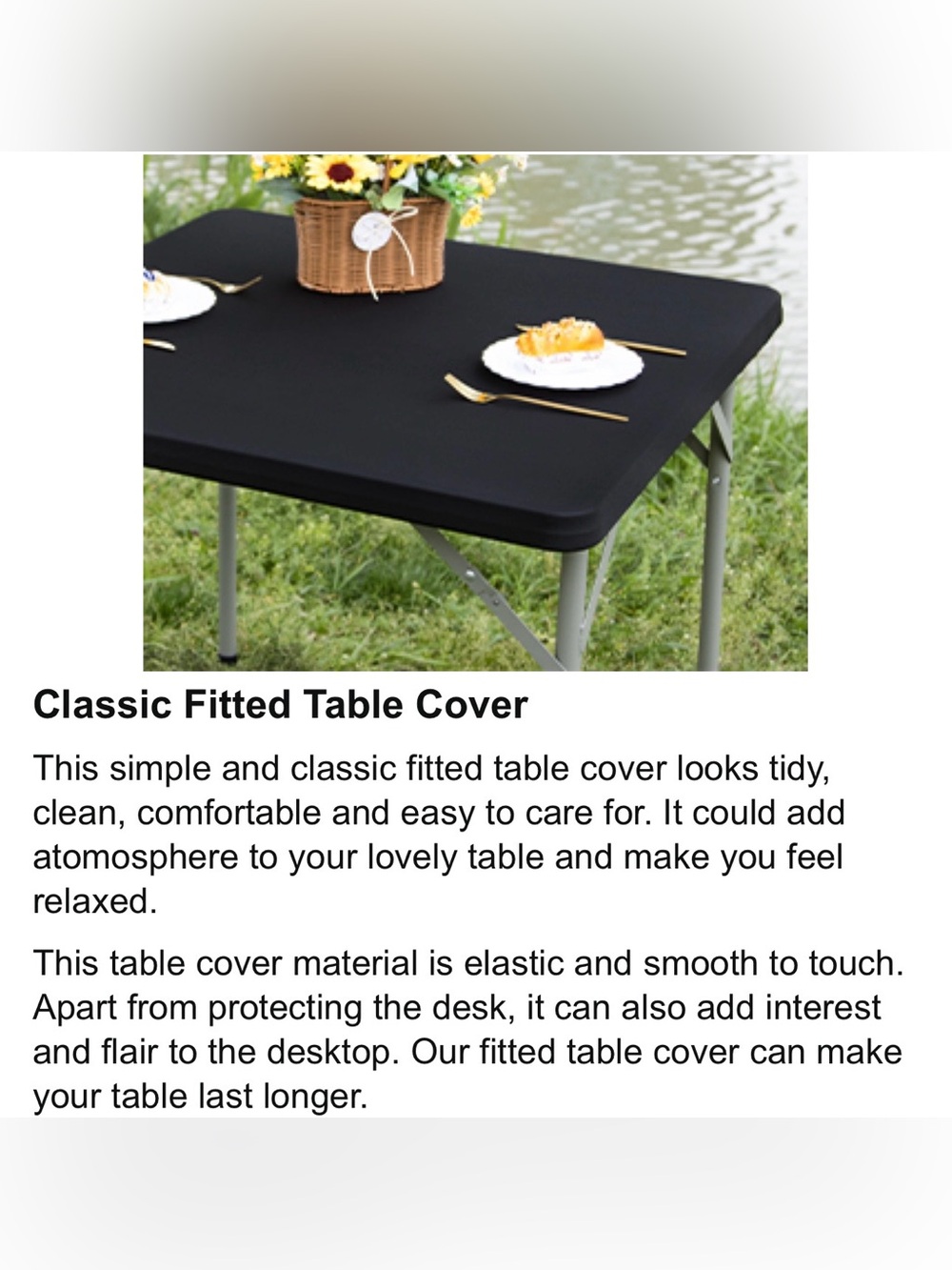Card Table Cover Fitted Square Elastic Edge Tablecloth, Black 34x34 New in Bag - Picture 2 of 9